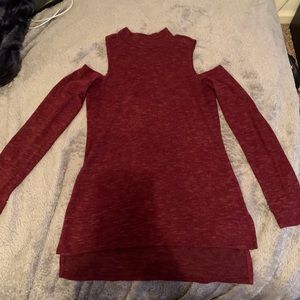 Maroon Cold-shoulder Sweater